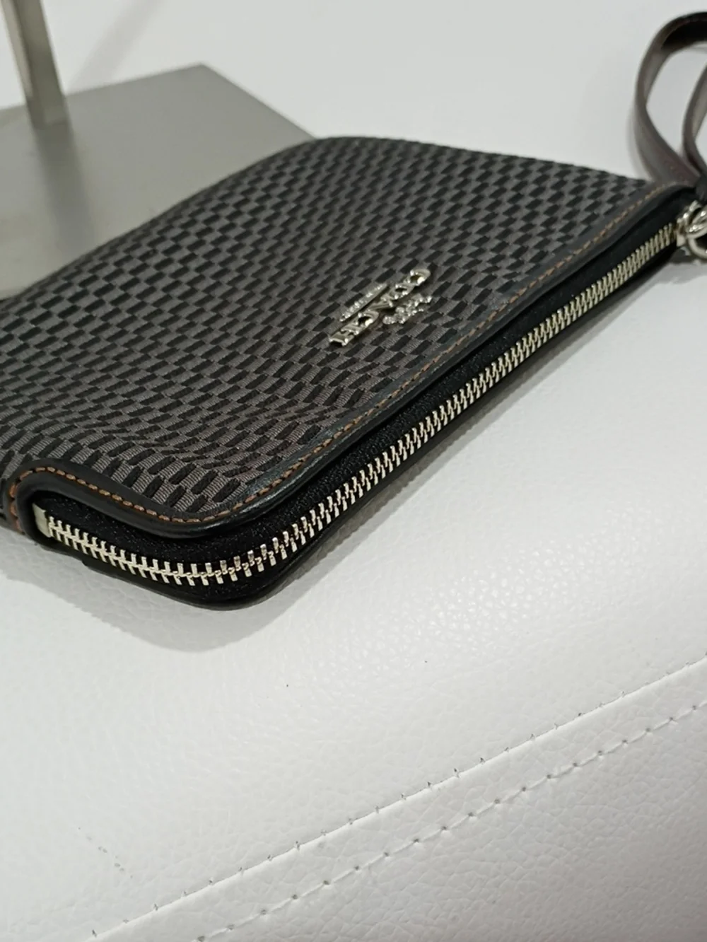 Coach Brown and Black Checkered Wristlet